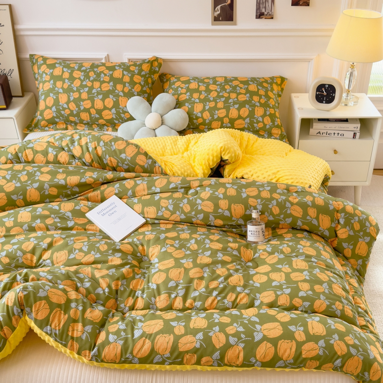 91家纺网 家纺一手货源 找家纺 梵克保罗 2025秋冬新品10A抗菌豆豆绒冬被被子被芯 郁金香