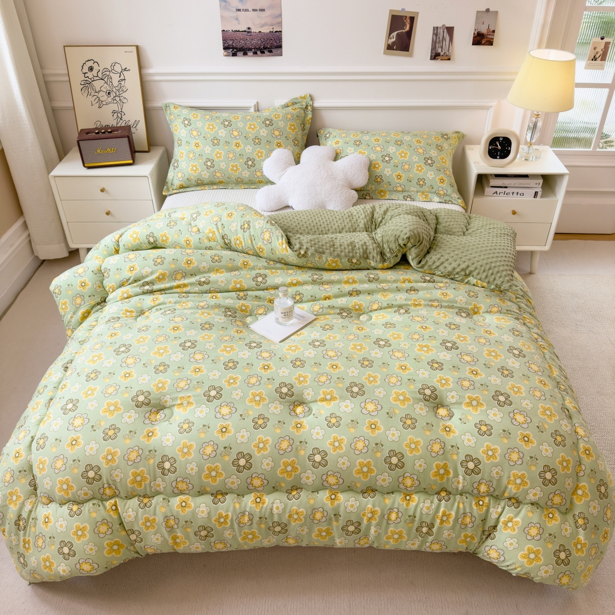 梵克保罗 2025秋冬新品10A抗菌豆豆绒冬被被子被芯 花开半夏