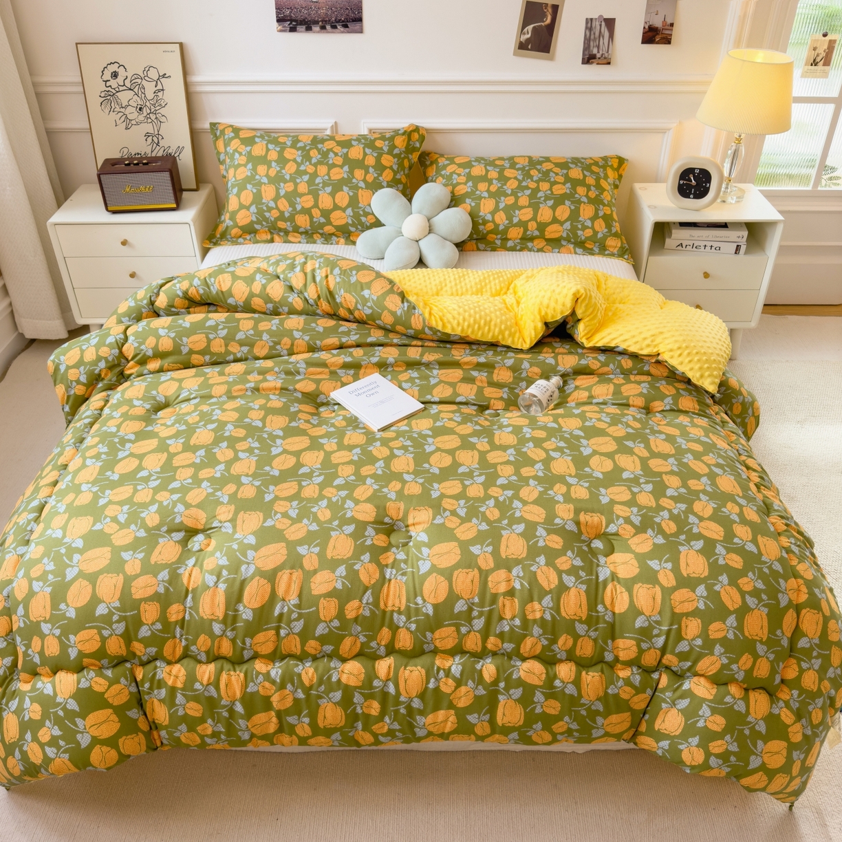 梵克保罗 2025秋冬新品10A抗菌豆豆绒冬被被子被芯 郁金香