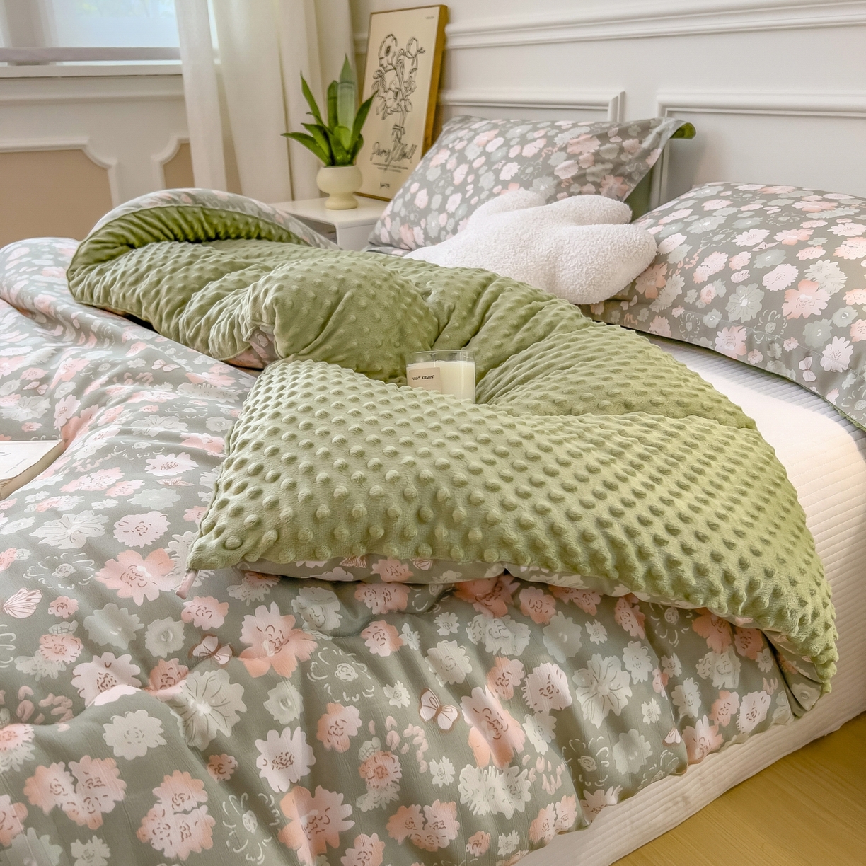 91家纺网 家纺一手货源 找家纺 梵克保罗 2025秋冬新品10A抗菌豆豆绒冬被被子被芯 绿野庄园