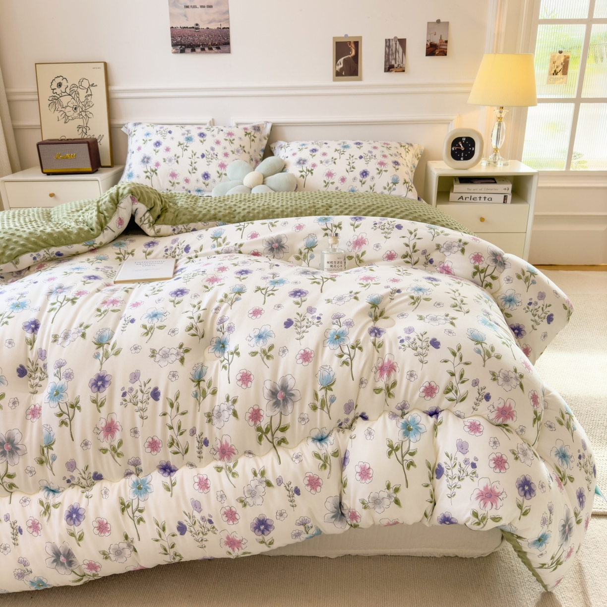 91家纺网 家纺一手货源 找家纺 梵克保罗 2025秋冬新品10A抗菌豆豆绒冬被被子被芯 花韵