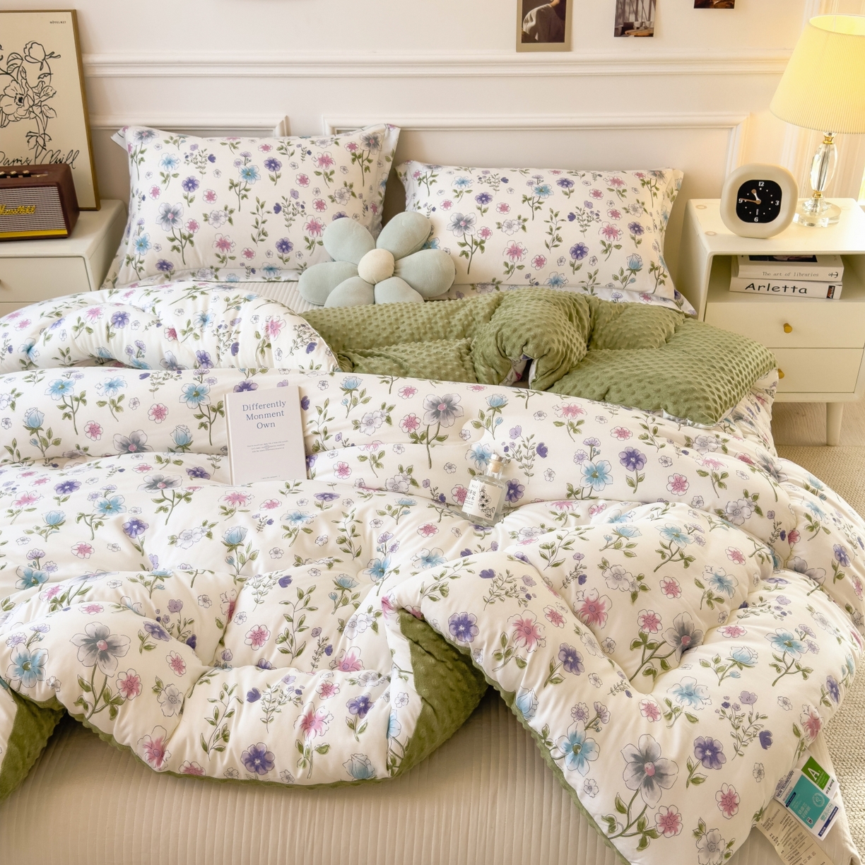 91家纺网 家纺一手货源 找家纺 梵克保罗 2025秋冬新品10A抗菌豆豆绒冬被被子被芯 花韵