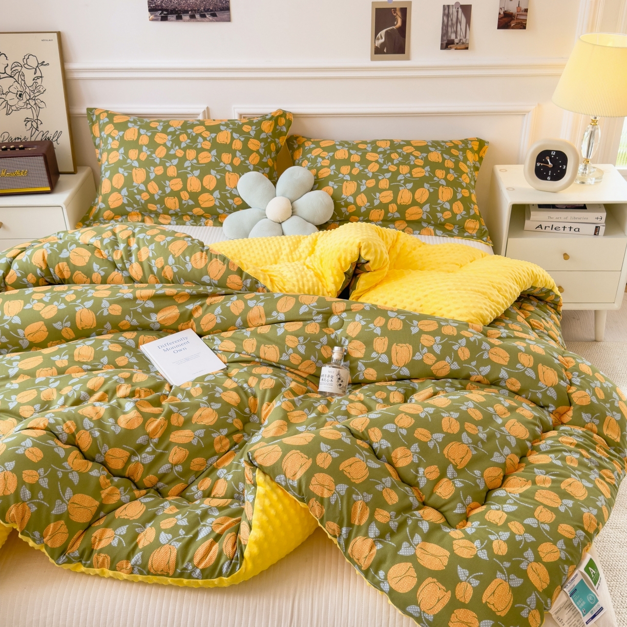 91家纺网 家纺一手货源 找家纺 梵克保罗 2025秋冬新品10A抗菌豆豆绒冬被被子被芯 郁金香