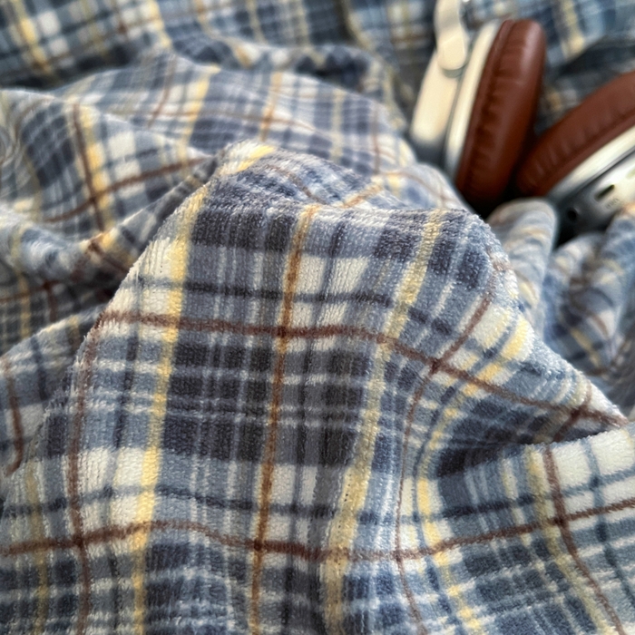 91家纺网 家纺一手货源 找家纺 妖妖家纺 2025新款加厚全棉花边牛奶绒格子四件套 海川之境