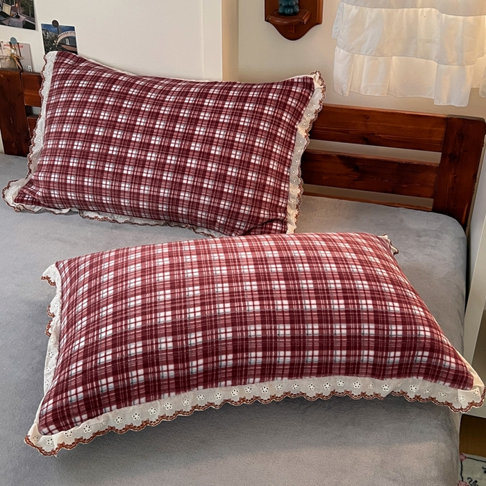 91家纺网 家纺一手货源 找家纺 （总）妖妖家纺 2025新款加厚全棉花边牛奶绒格子四件套