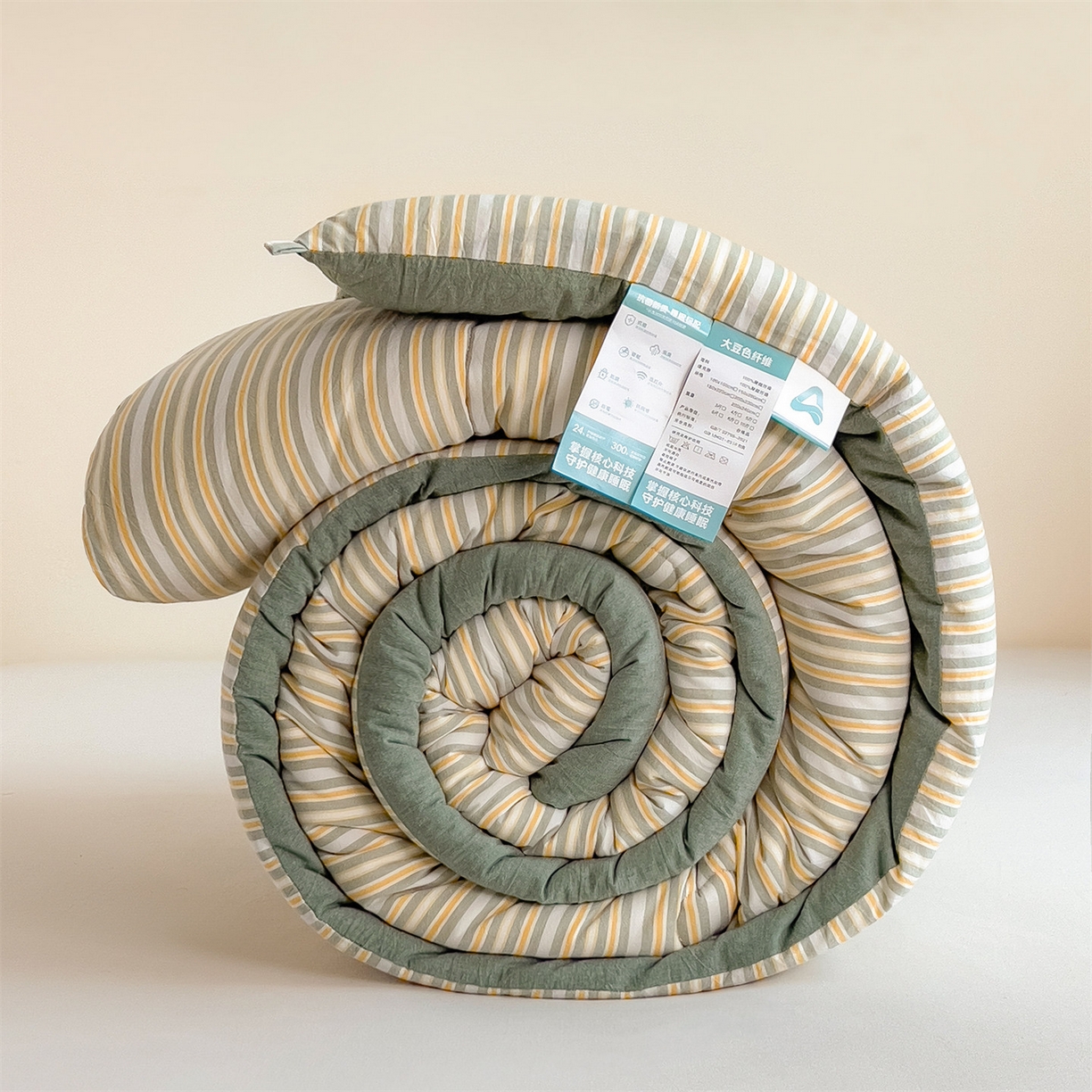 91家纺网 家纺一手货源 找家纺 梵克保罗 2025秋冬新款10A抗菌无印风冬被被子被芯 小绿条