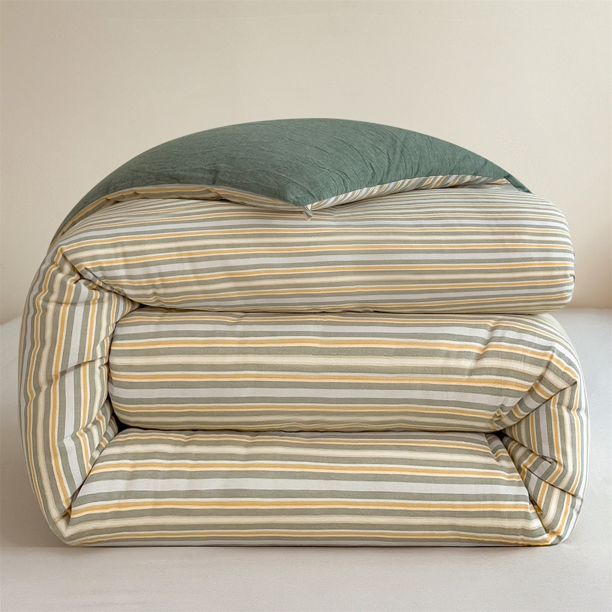 梵克保罗 2025秋冬新款10A抗菌无印风冬被被子被芯 小绿条