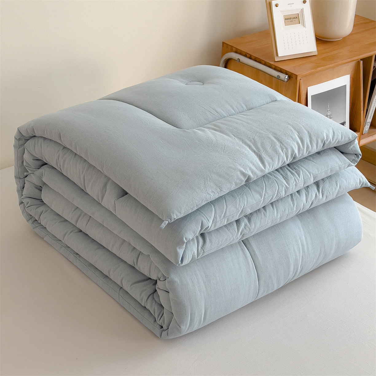 梵克保罗 2025秋冬新款10A抗菌无印风冬被被子被芯 优雅蓝