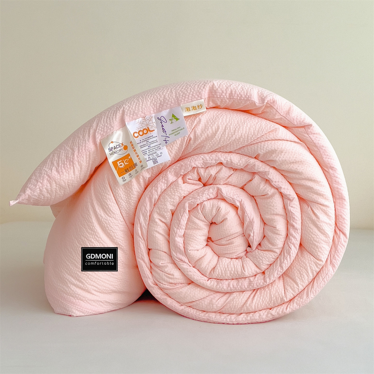 91家纺网 家纺一手货源 找家纺 梵克保罗 2025秋冬新款10A抗菌无印风冬被被子被芯 樱花粉