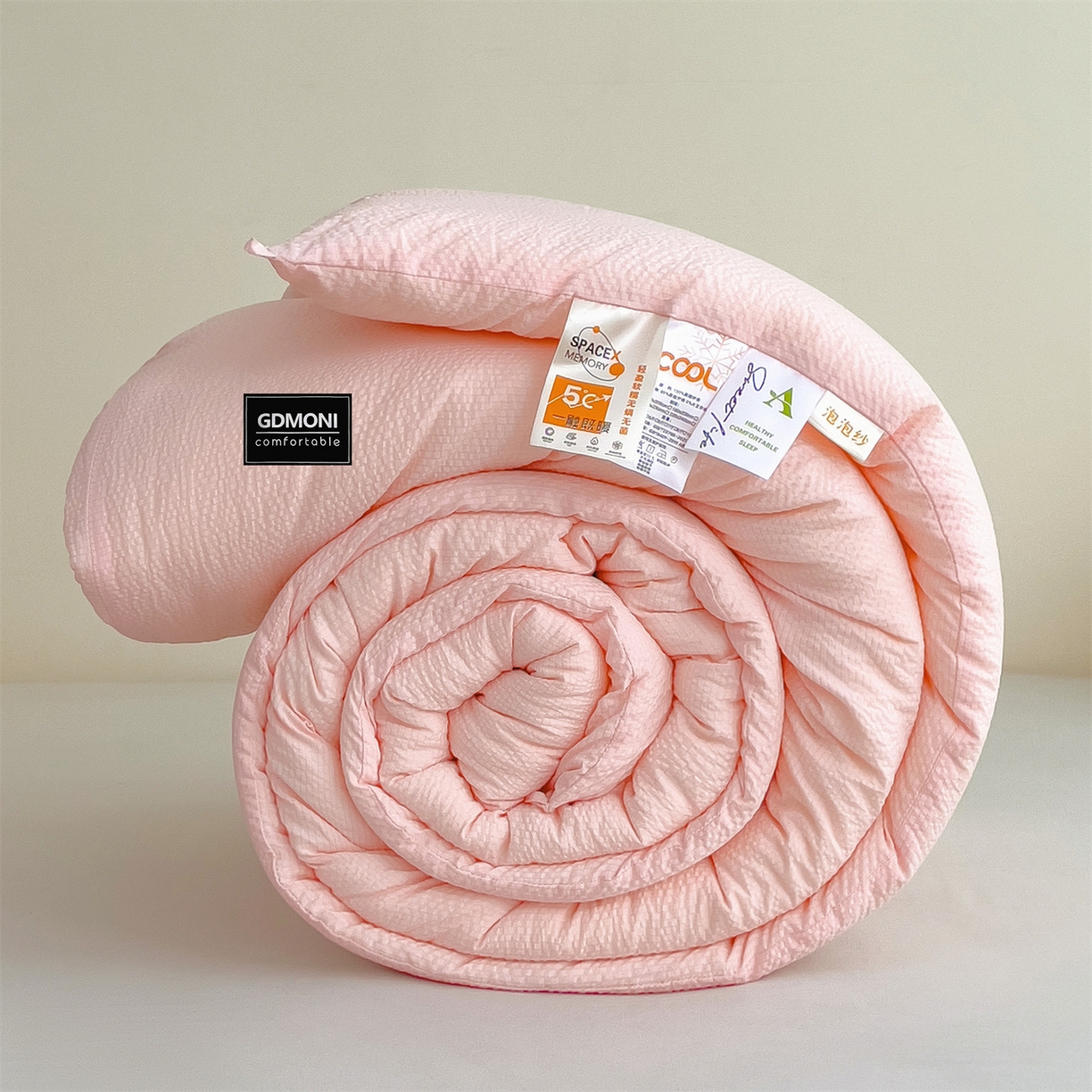 91家纺网 家纺一手货源 找家纺 梵克保罗 2025秋冬新款10A抗菌无印风冬被被子被芯 樱花粉