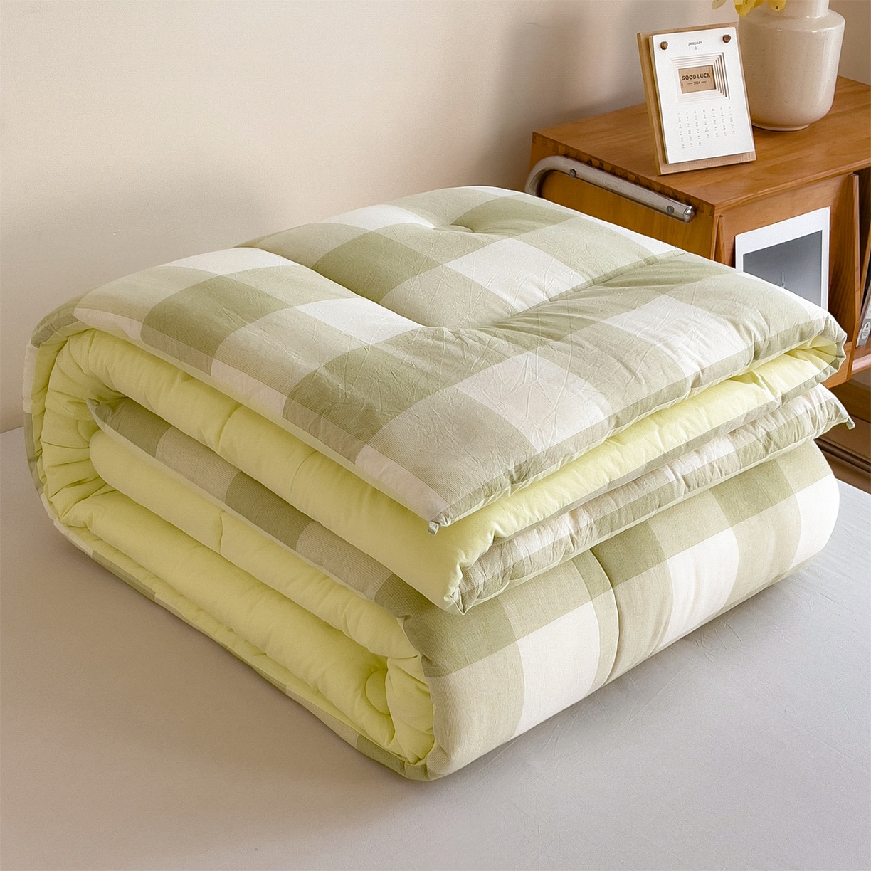 91家纺网 家纺一手货源 找家纺 梵克保罗 2025秋冬新款10A抗菌无印风冬被被子被芯 清雅中格