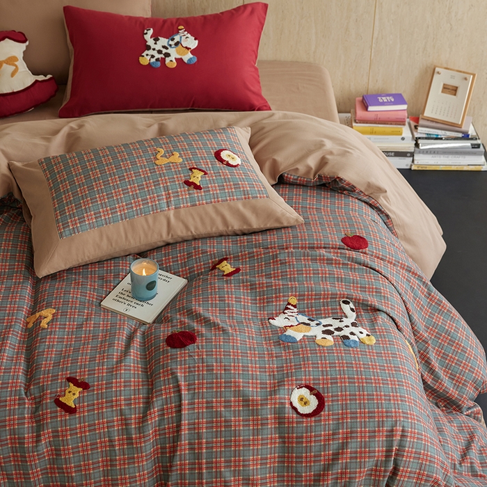 91家纺网 家纺一手货源 找家纺 （总）风向标家纺 2025新款全棉50s磨毛数码印花毛巾绣四件套-风格一