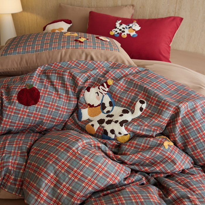 91家纺网 家纺一手货源 找家纺 （总）风向标家纺 2025新款全棉50s磨毛数码印花毛巾绣四件套-风格一