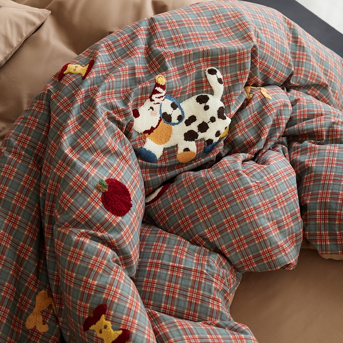 91家纺网 家纺一手货源 找家纺 （总）风向标家纺 2025新款全棉50s磨毛数码印花毛巾绣四件套-风格一