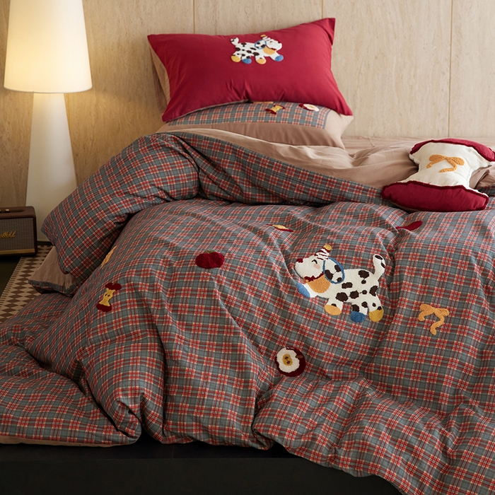 91家纺网 家纺一手货源 找家纺 （总）风向标家纺 2025新款全棉50s磨毛数码印花毛巾绣四件套-风格一