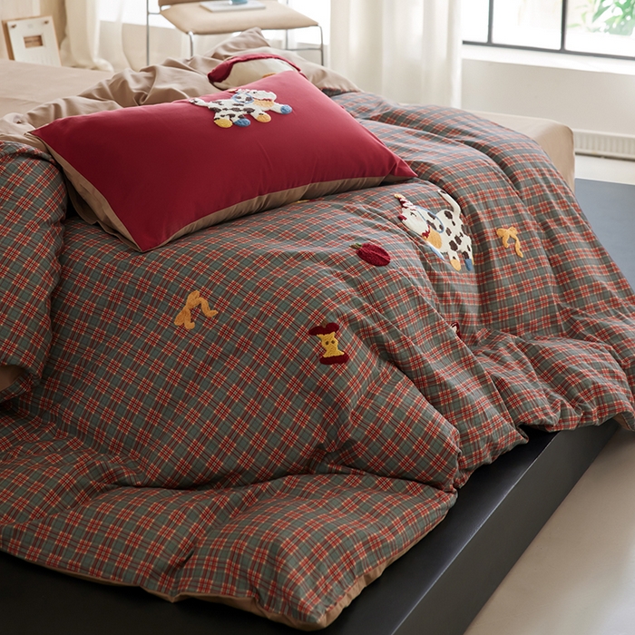 91家纺网 家纺一手货源 找家纺 （总）风向标家纺 2025新款全棉50s磨毛数码印花毛巾绣四件套-风格一