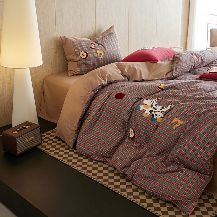 91家纺网 家纺一手货源 找家纺 （总）风向标家纺 2025新款全棉50s磨毛数码印花毛巾绣四件套-风格一