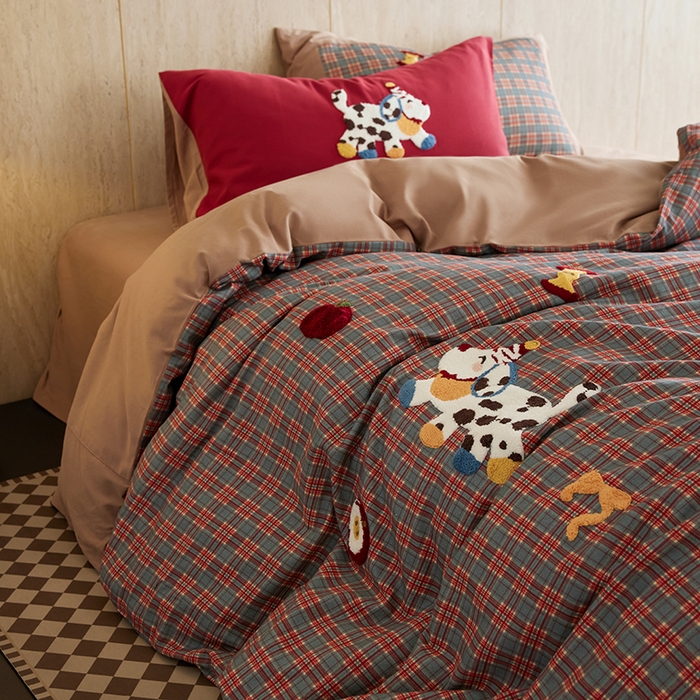 91家纺网 家纺一手货源 找家纺 （总）风向标家纺 2025新款全棉50s磨毛数码印花毛巾绣四件套-风格一