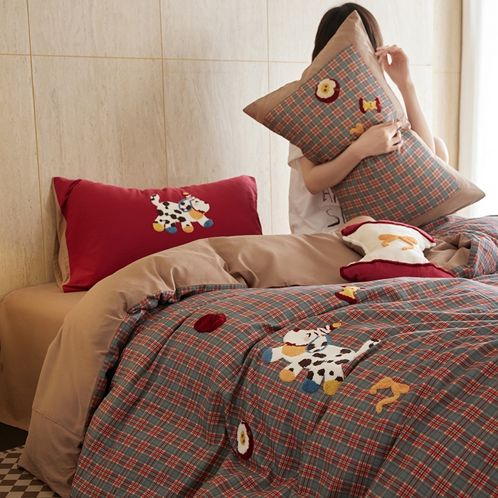 91家纺网 家纺一手货源 找家纺 （总）风向标家纺 2025新款全棉50s磨毛数码印花毛巾绣四件套-风格一