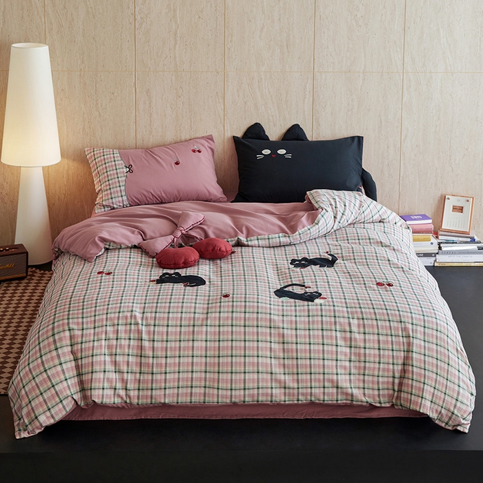 91家纺网 家纺一手货源 找家纺 （总）风向标家纺 2025新款全棉50s磨毛数码印花毛巾绣四件套-风格一