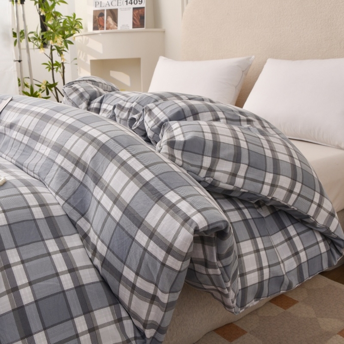 织雅漫 2025新款水洗棉印花被套 大蓝格