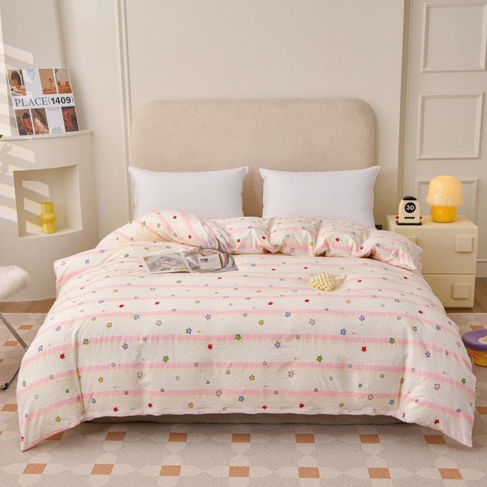 91家纺网 家纺一手货源 找家纺 织雅漫 2025新款水洗棉印花被套 满天星