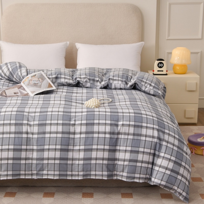 91家纺网 家纺一手货源 找家纺 织雅漫 2025新款水洗棉印花被套 大蓝格