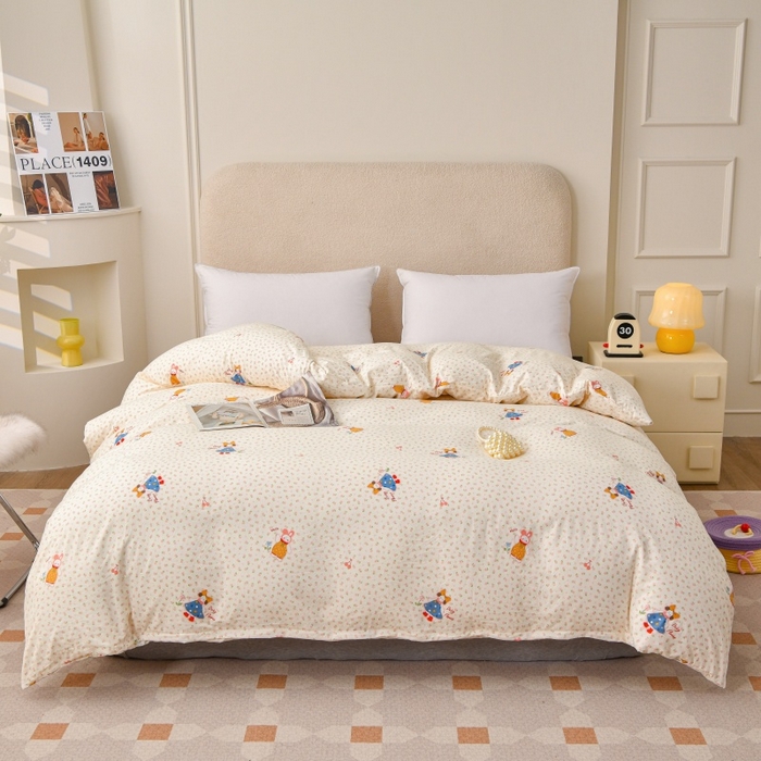 91家纺网 家纺一手货源 找家纺 织雅漫 2025新款水洗棉印花被套 甜蜜女孩