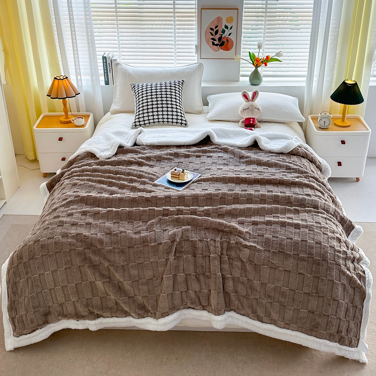 91家纺网 家纺一手货源 找家纺 （总）悦织湾家纺 2025新款塔芙绒羊羔绒舒棉绒毛毯方格系列