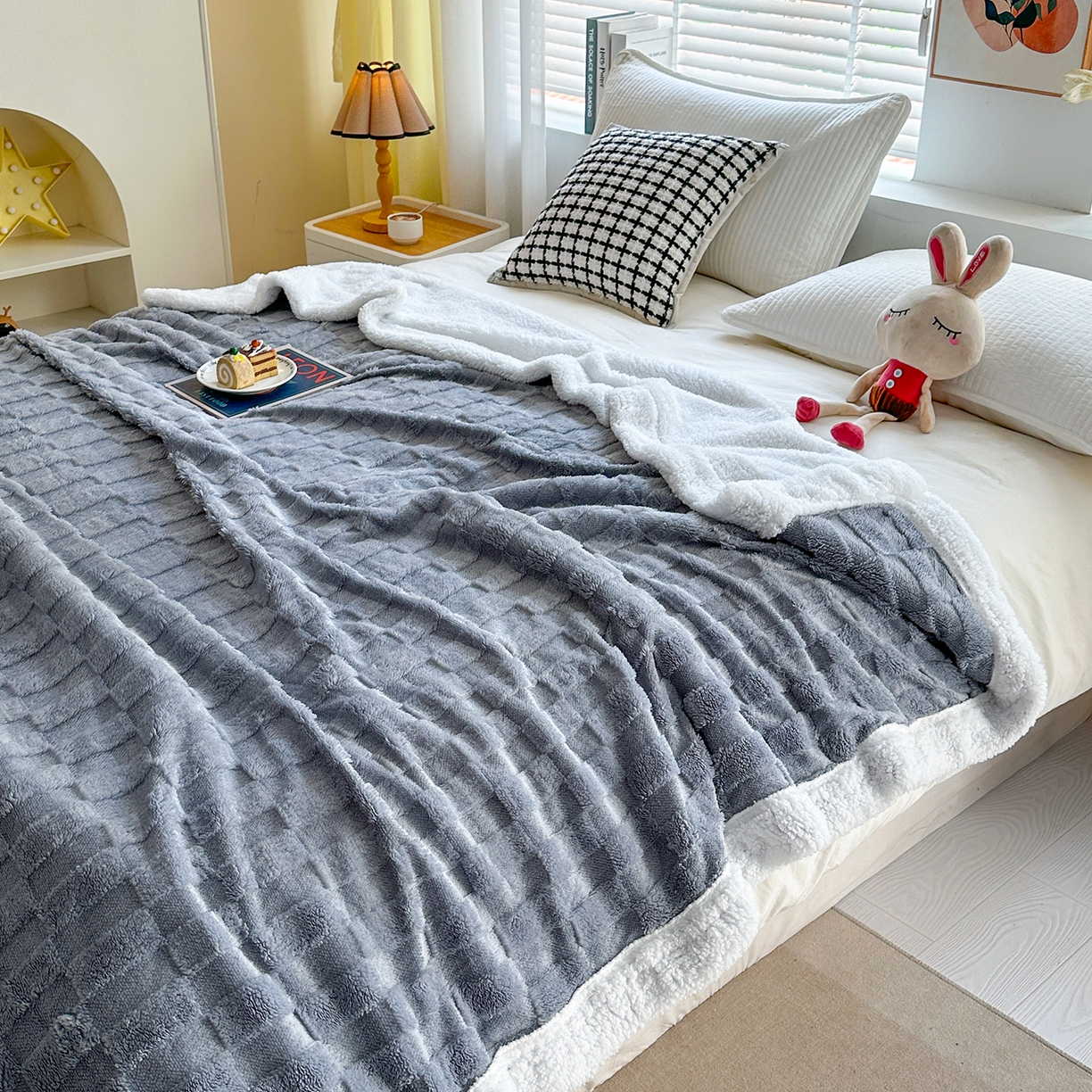 91家纺网 家纺一手货源 找家纺 （总）悦织湾家纺 2025新款塔芙绒羊羔绒舒棉绒毛毯方格系列