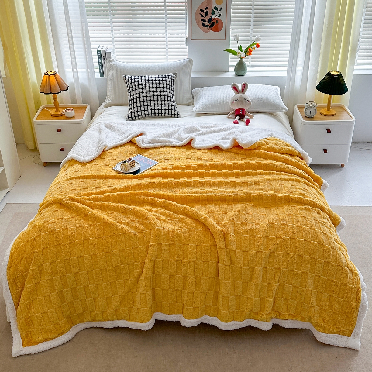 91家纺网 家纺一手货源 找家纺 （总）悦织湾家纺 2025新款塔芙绒羊羔绒舒棉绒毛毯方格系列