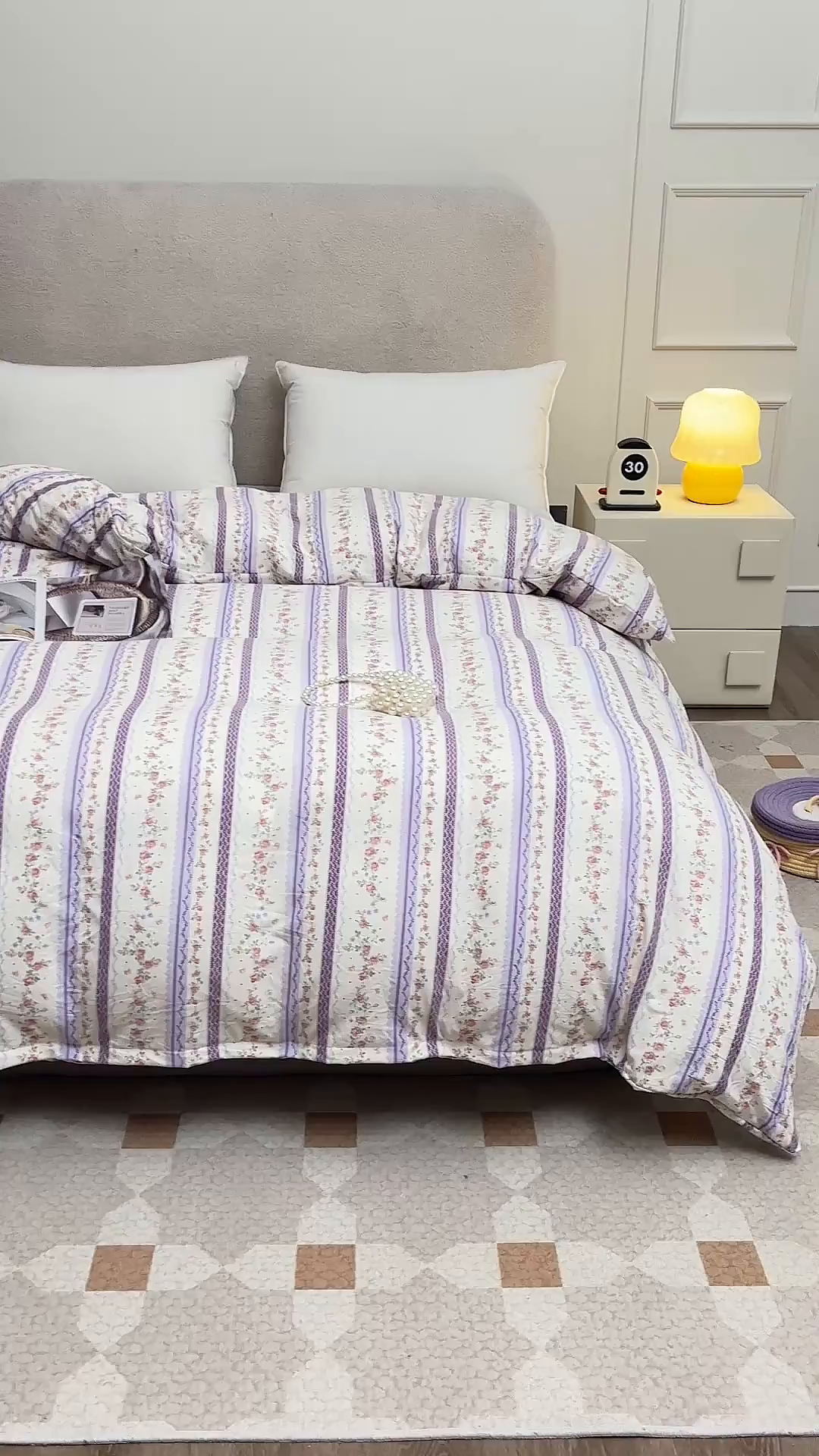 91家纺网 家纺一手货源 找家纺 织雅漫 2025新款水洗棉印花被套 紫晴