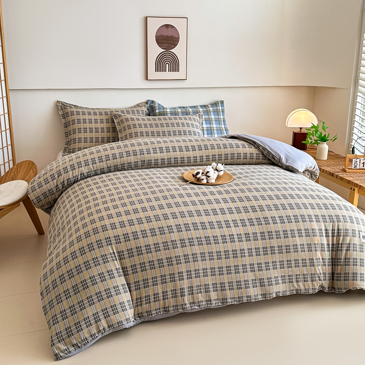 91家纺网 家纺一手货源 找家纺 （总）好欣怡家纺 2025新款A类新疆棉花被可拆洗无印风格子水洗棉棉花被芯冬被学生四季被