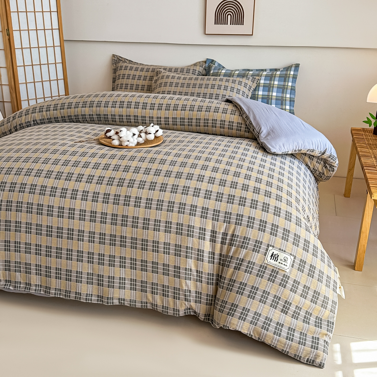 91家纺网 家纺一手货源 找家纺 （总）好欣怡家纺 2025新款A类新疆棉花被可拆洗无印风格子水洗棉棉花被芯冬被学生四季被