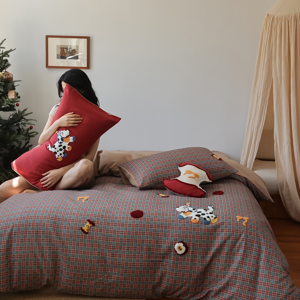 91家纺网 家纺一手货源 找家纺 （总）风向标家纺 2025新款全棉50s磨毛数码印花毛巾绣四件套-风格二