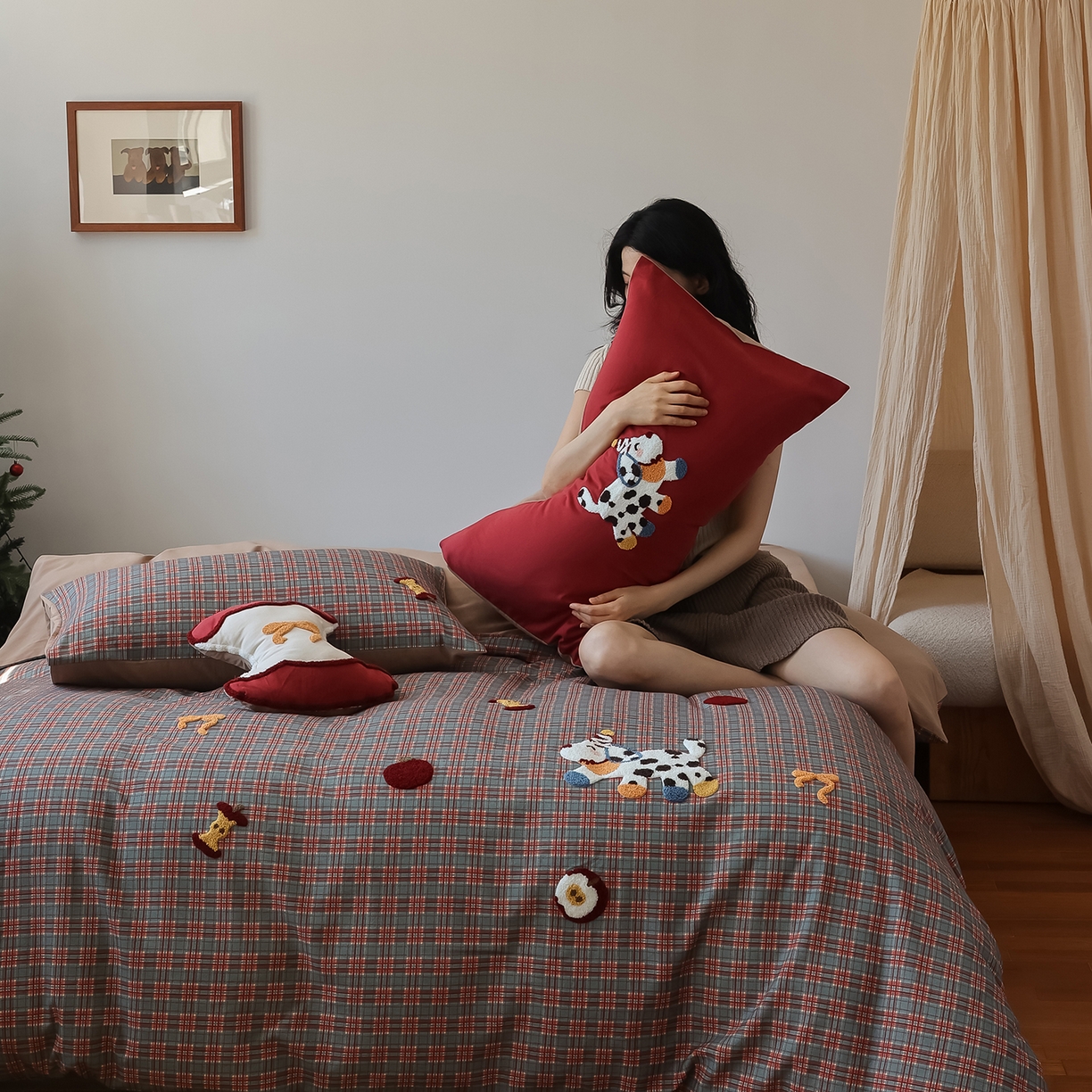 91家纺网 家纺一手货源 找家纺 （总）风向标家纺 2025新款全棉50s磨毛数码印花毛巾绣四件套-风格二