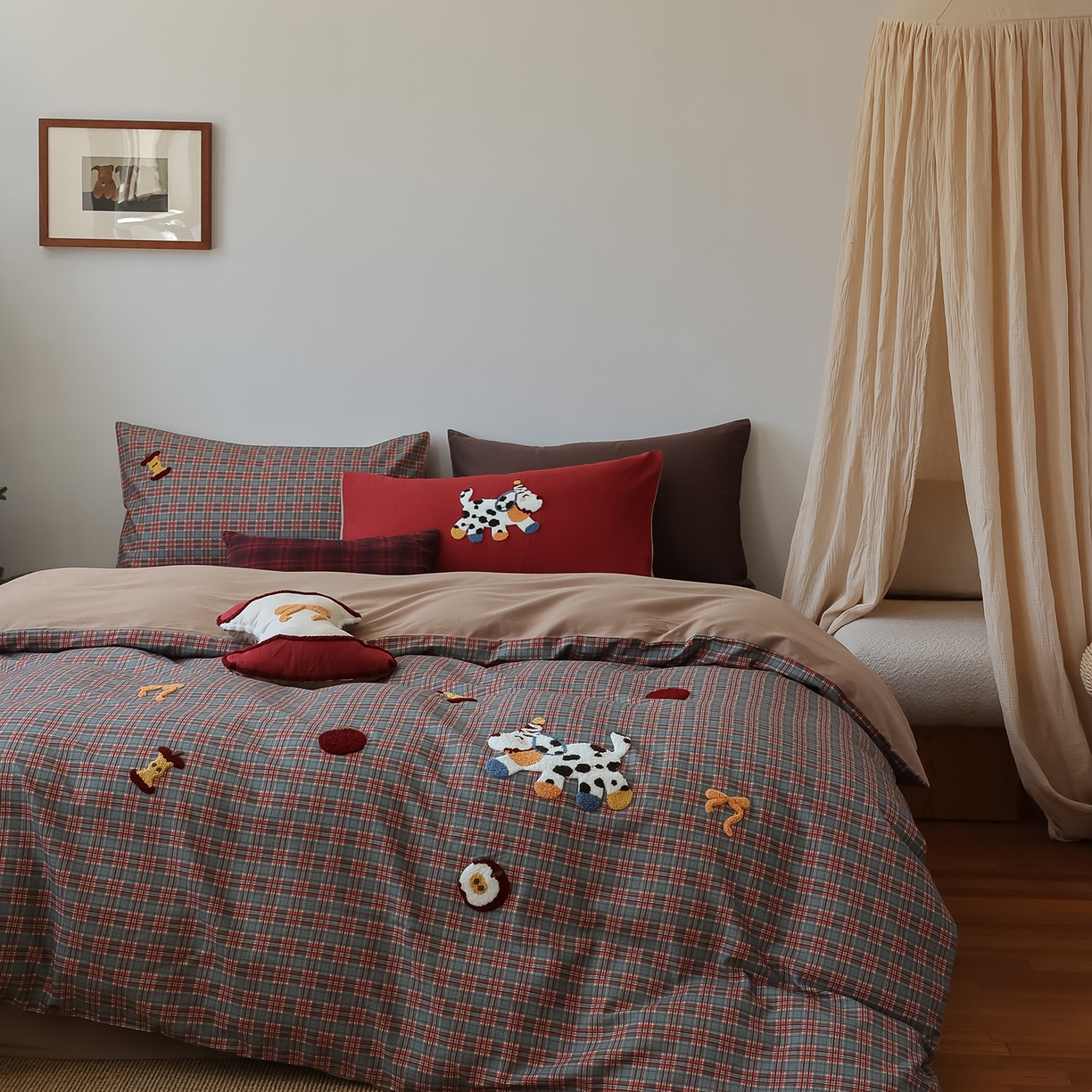 91家纺网 家纺一手货源 找家纺 （总）风向标家纺 2025新款全棉50s磨毛数码印花毛巾绣四件套-风格二