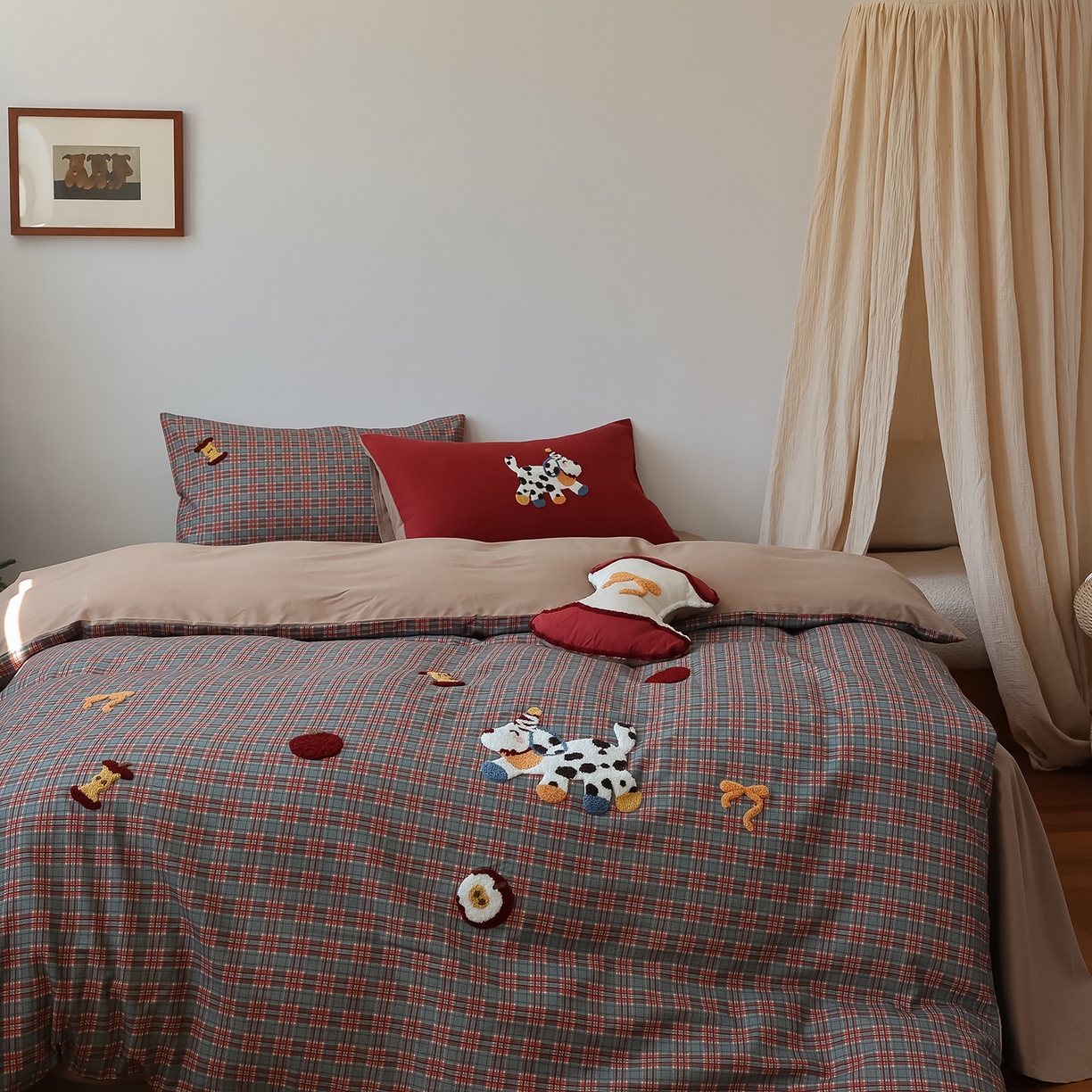 91家纺网 家纺一手货源 找家纺 （总）风向标家纺 2025新款全棉50s磨毛数码印花毛巾绣四件套-风格二