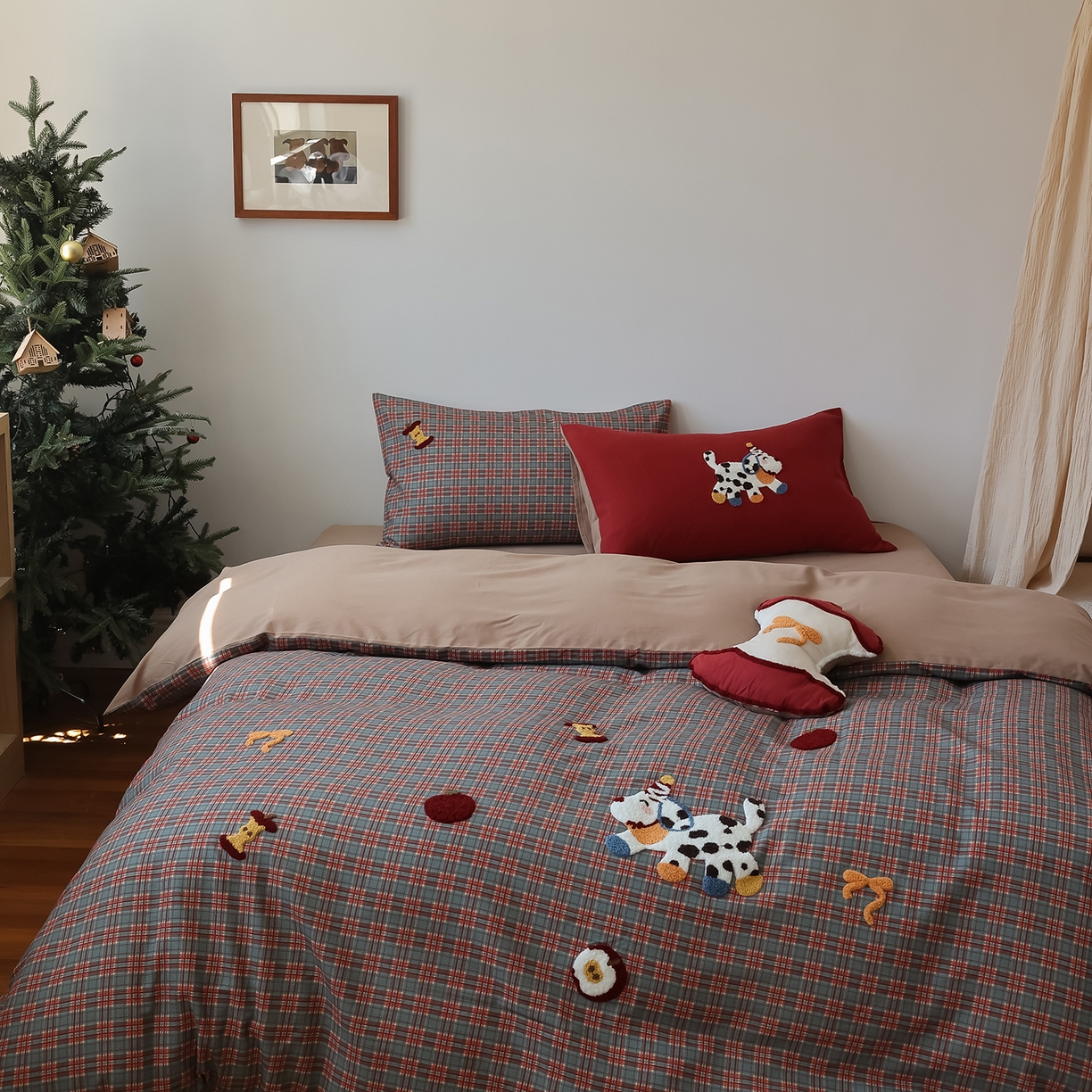 91家纺网 家纺一手货源 找家纺 （总）风向标家纺 2025新款全棉50s磨毛数码印花毛巾绣四件套-风格二