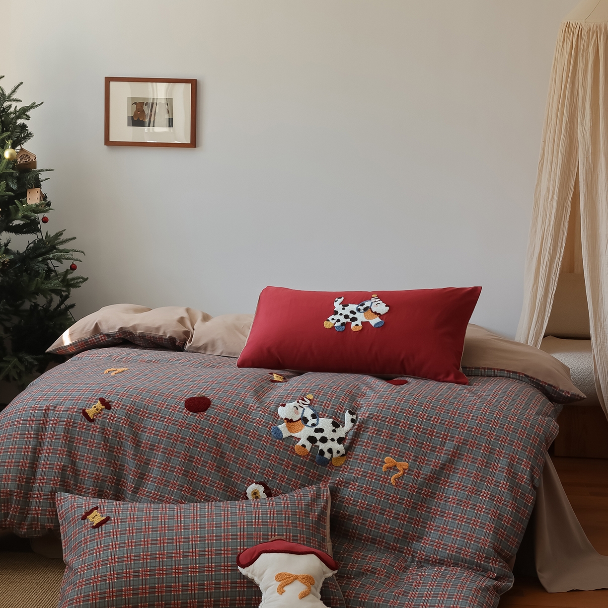 91家纺网 家纺一手货源 找家纺 （总）风向标家纺 2025新款全棉50s磨毛数码印花毛巾绣四件套-风格二