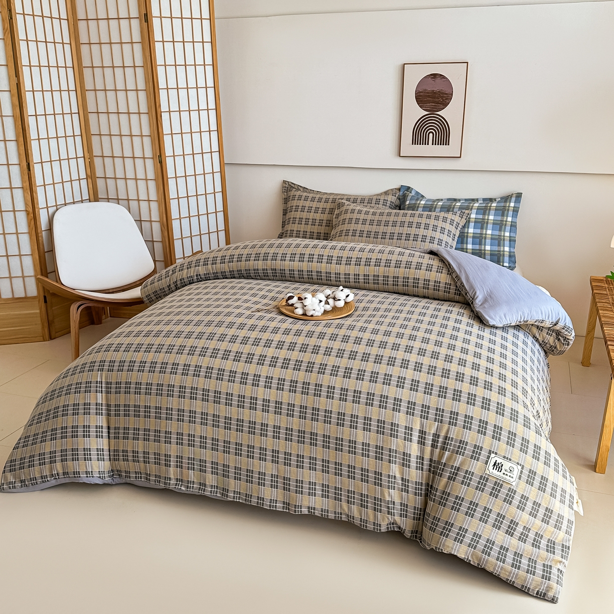 91家纺网 家纺一手货源 找家纺 好欣怡家纺 2026新款A类新疆棉花被可拆洗无印风格子水洗棉棉花被芯冬被学生四季被 保罗