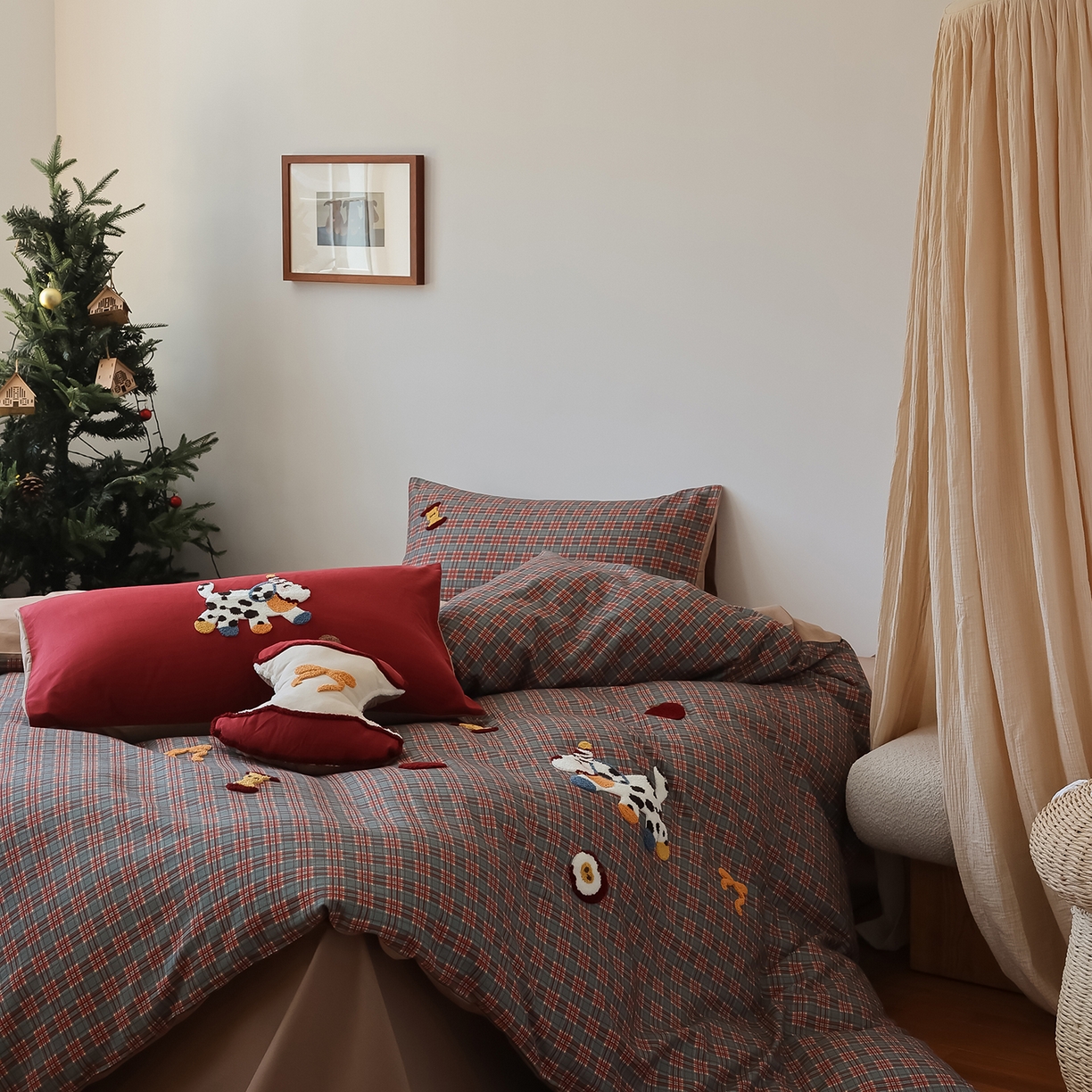 91家纺网 家纺一手货源 找家纺 （总）风向标家纺 2025新款全棉50s磨毛数码印花毛巾绣四件套-风格二