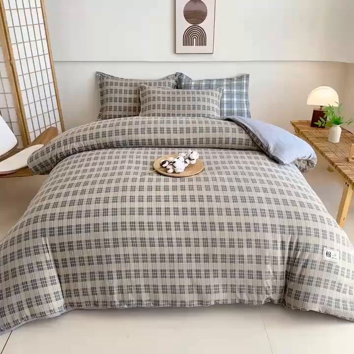 91家纺网 家纺一手货源 找家纺 好欣怡家纺 2026新款A类新疆棉花被可拆洗无印风格子水洗棉棉花被芯冬被学生四季被 保罗