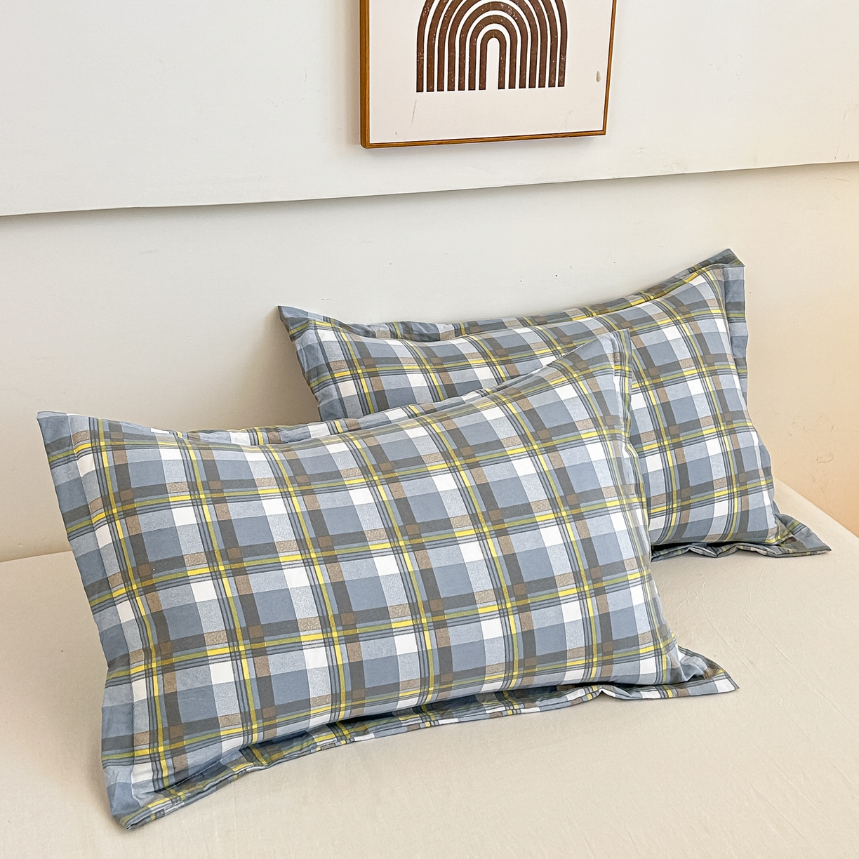 91家纺网 家纺一手货源 找家纺 好欣怡家纺 2026新款A类新疆棉花被可拆洗无印风格子水洗棉棉花被芯冬被学生四季被 博克-蓝灰