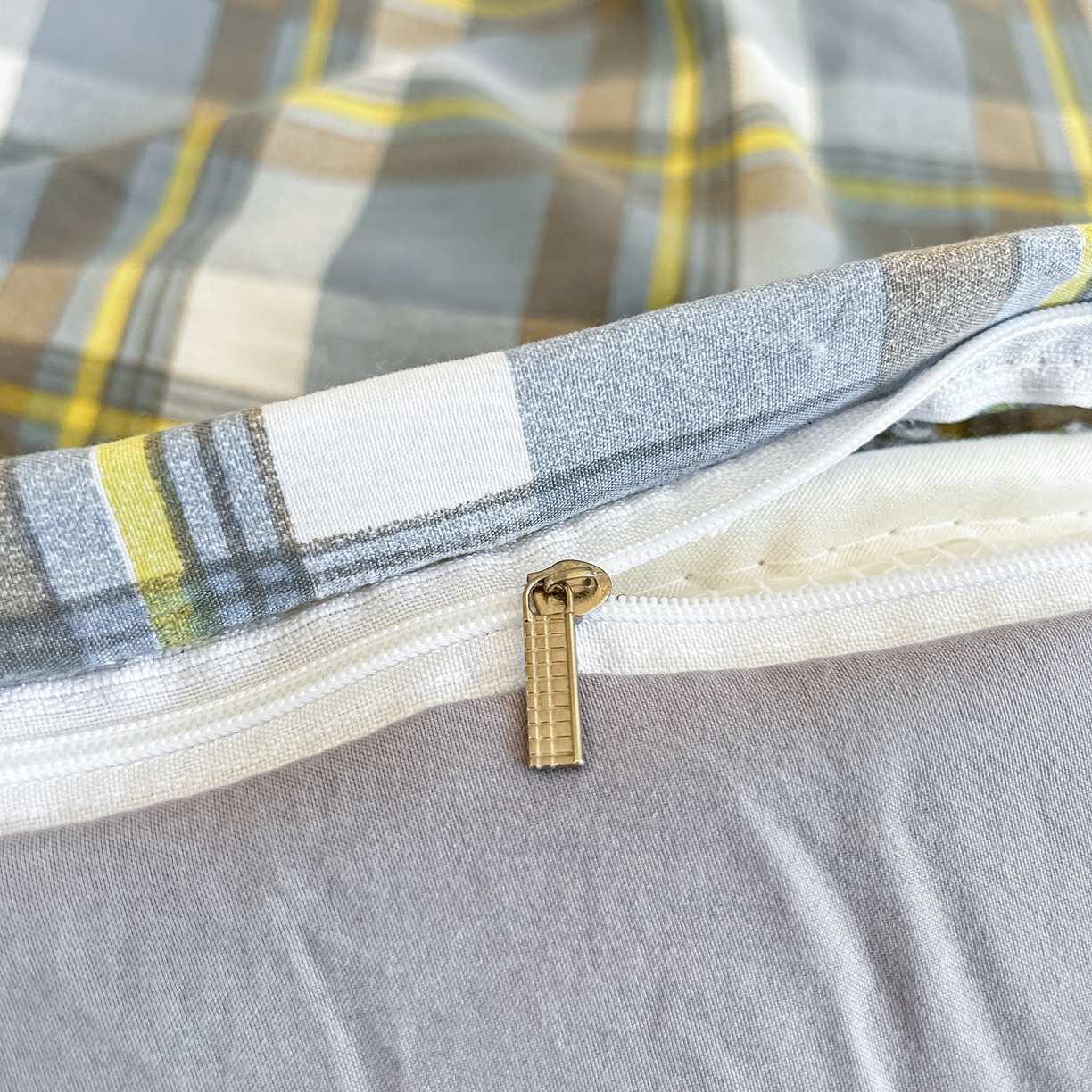 91家纺网 家纺一手货源 找家纺 好欣怡家纺 2026新款A类新疆棉花被可拆洗无印风格子水洗棉棉花被芯冬被学生四季被 博克-蓝灰