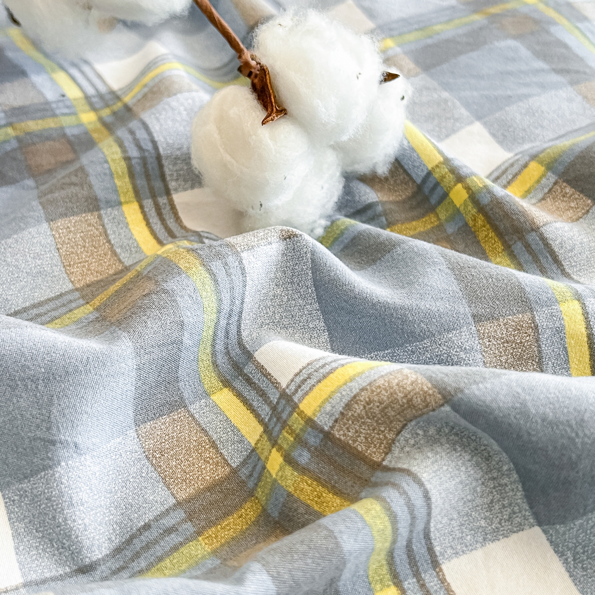 91家纺网 家纺一手货源 找家纺 好欣怡家纺 2026新款A类新疆棉花被可拆洗无印风格子水洗棉棉花被芯冬被学生四季被 博克-蓝灰