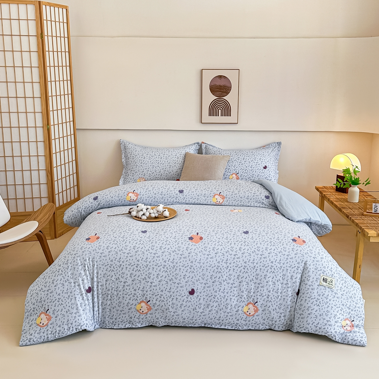 好欣怡家纺 2026新款A类新疆棉花被可拆洗无印风格子水洗棉棉花被芯冬被学生四季被 奇趣苹果