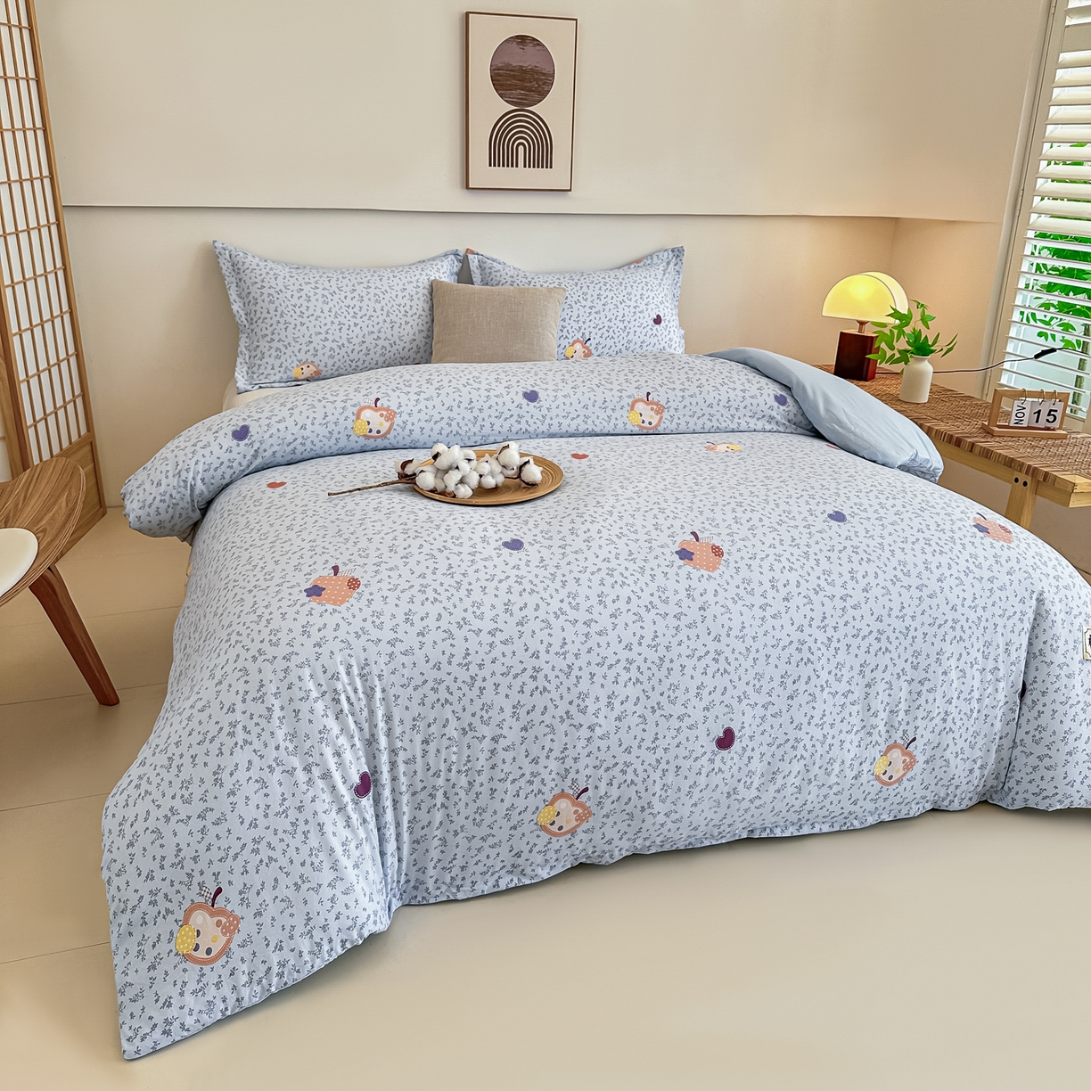 91家纺网 家纺一手货源 找家纺 好欣怡家纺 2026新款A类新疆棉花被可拆洗无印风格子水洗棉棉花被芯冬被学生四季被 奇趣苹果