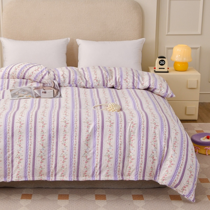 91家纺网 家纺一手货源 找家纺 织雅漫 2025新款水洗棉印花被套 紫晴