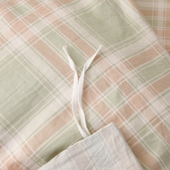 91家纺网 家纺一手货源 找家纺 织雅漫 2025新款水洗棉印花被套 大绿格